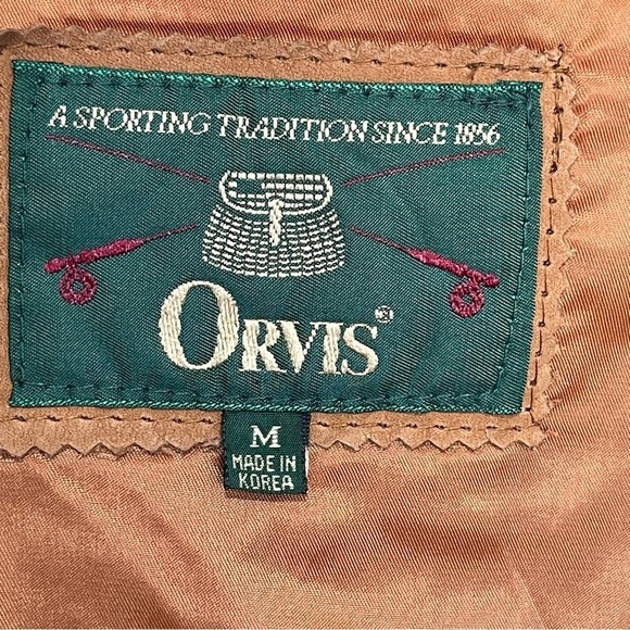ORVIS Cognac Suede Leather Sportsman Munitions Snap Front Outdoors Vest  Medium - Picture 3 of 13